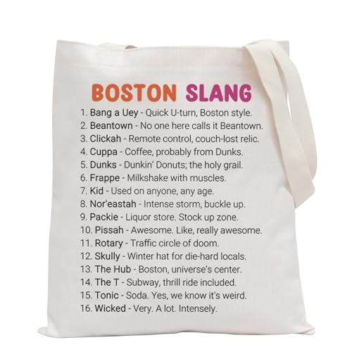 POFULL Boston Gift Boston Accent Gift Boston State Trip Gift Massachusetts Gift New England Gift Boston Slang Tote Bag