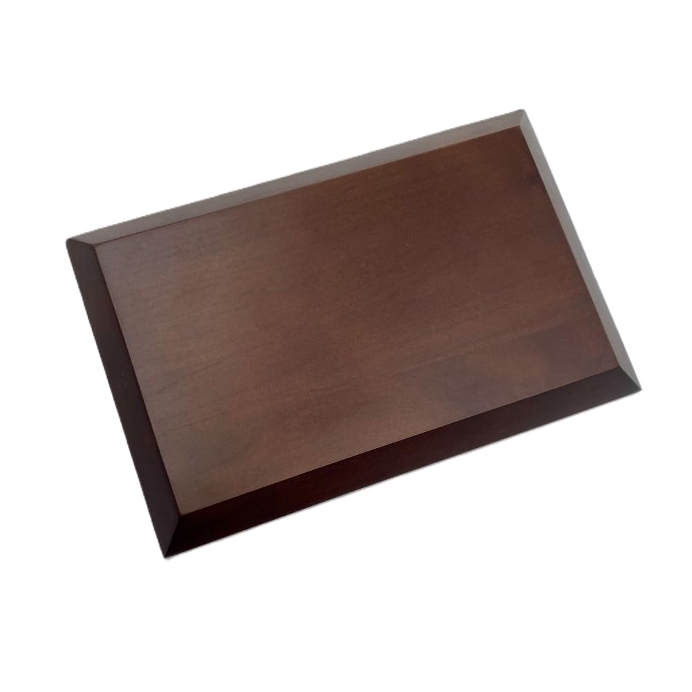 Piédestal rectangulaire en bois de cerisier massif marron foncé avec biseau, décoration vintage en bois pour présentation (22,9 x 15,2 x 2,2 cm)