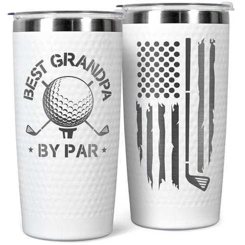 HUNIGIFT Grandpa Gifts - Christmas Gifts for Grandpa from Grandson, Granddaughter, Grandchildren, Grandkids - Grandfather Gift for Grandpas, Golf Ideas for Grandfather - Funny 20 Oz Golf Tumbler