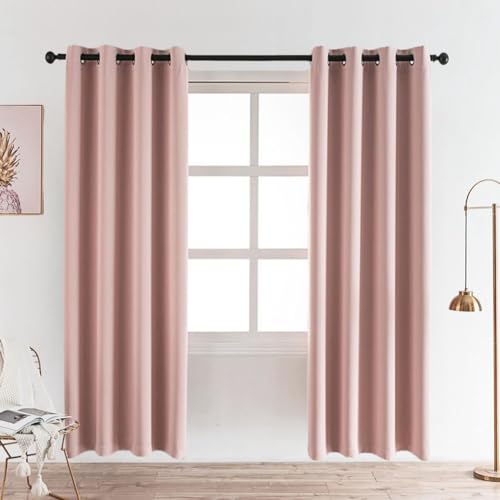 MANGATA CASA Pink Blackout Curtains 84 Inches Long for Girls Bedroom-Grommets Window Curtain 2 Panel Sets for Living Room-Room Darkening Thermal Curtains & Drapes (Pink,52x84inch)