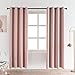 MANGATA CASA Bedroom Blackout Curtains Grommets 2 Panels,Thermal Window Curtain Drapes for Living Room Darking Drapes (Pink,52x84inch)