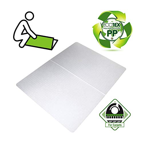 Floortex Ecotex Polypropylene Rectangular Foldable Chair Mat For Carpets, 35 X 46, Translucent #TOP1