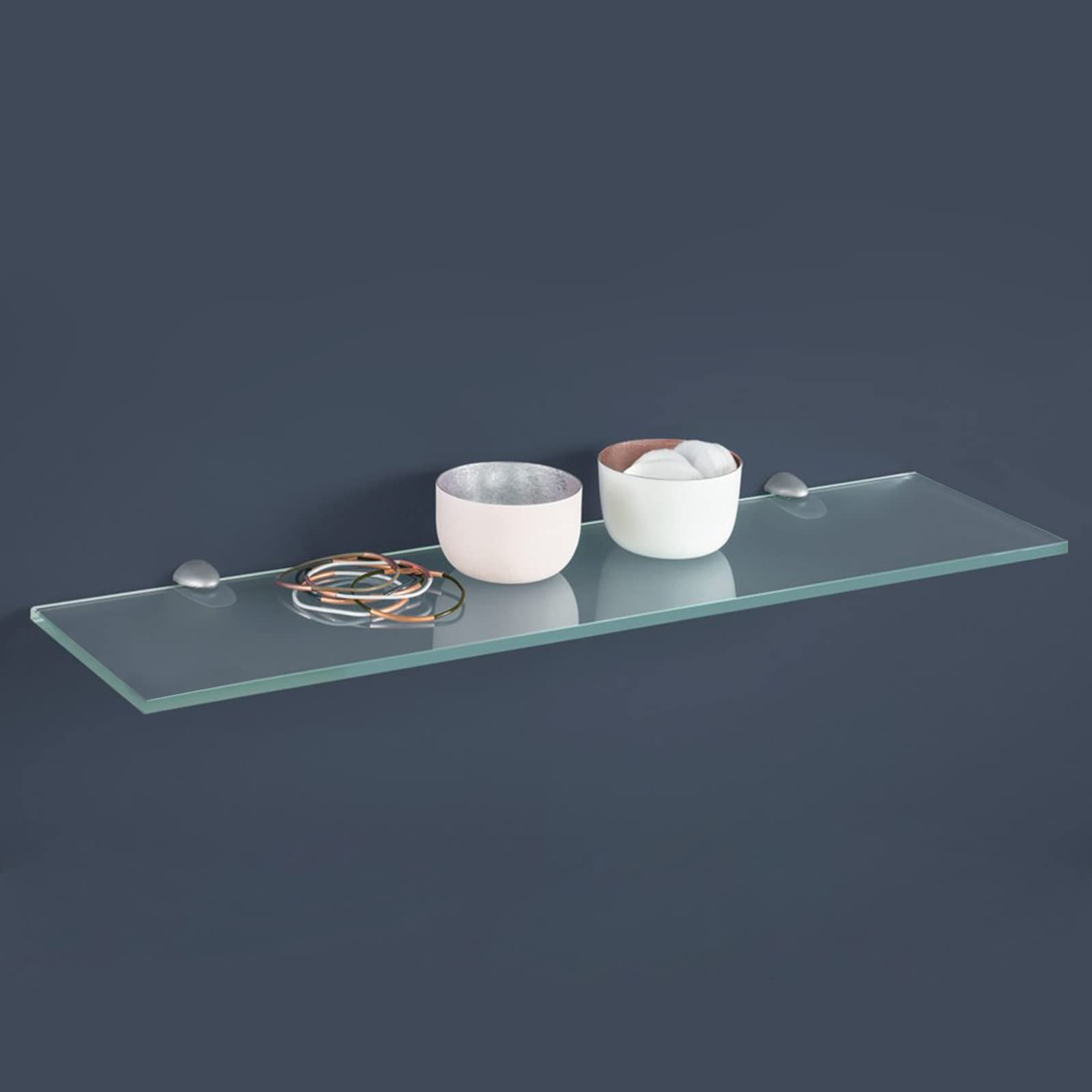 Randaco 2 estantes de cristal con soporte de pared, de cristal mate con cristal de seguridad templado de 8 mm y soporte, perfecto como estante de ducha/estante de baño para baño, cocina, balcón (20 x