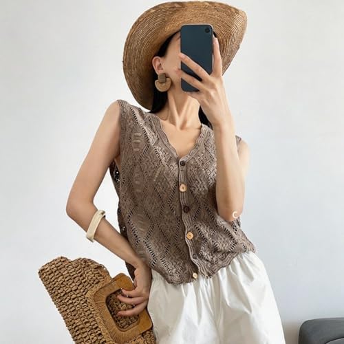 Chaleco de crochet sin mangas holgado para evitar el calor con estilo 4