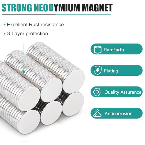 MAGXCENE 100 Pcs Neodymium Magnet, 8 x 1mm Tiny Strong Small Round Magnets with Adhesive, Rare Earth Magnets Strong for Industrial Fridge Whiteboard