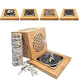 YERHOME ホワイトセージ天然枝 35g 浄化用皿+竹製彫刻透かしお香立て 灰がこぼれない セージ浄化セット 香炉 インセンスホルダー スマッジングボウル お手入れ簡単 横置き パワーストーン 宝石 クリスタル対応 セージスティック お香スタンド おしゃれ コーン・長香・渦巻き香・お線香対応 ヨガ 瞑想 消臭 空間浄化 ヒーリング リラックス 癒し 生命