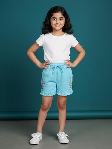 Image of KiddoPanti Girls 100% Cotton Bottom Hem Frill Hot Shorts