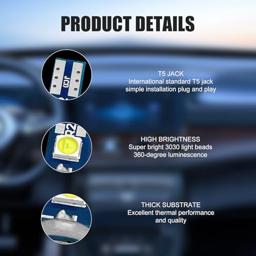 20 luces LED T5 para tablero de auto, color blanco miniatura 3