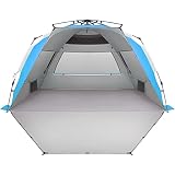 Oileus XX-Large Beach Tent Sun Shelter for 5-6 Person Portable Sun Shade Instant Pop Up Tent for Beach with Carrying Bag, Stakes, 6 Sand Pockets, Anti UV for Fishing Hiking Camping Blue