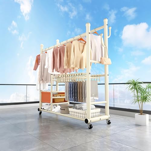 Portant à vêtements double tringle pour optimiser le rangement des petits espaces
