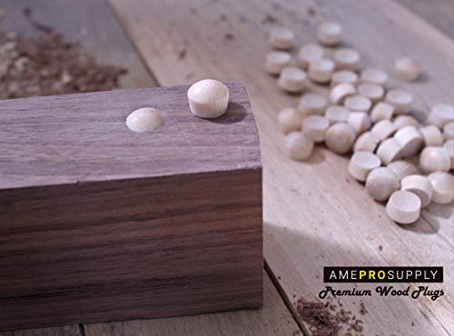 Image of 3 /8 Inch Birch Round Head Wood Plugs - Button Plugs for Screw Hole Covers - Wooden Caps for Furniture, Cabinets, and DIY Projects (120, 3 /8 inch Birch)