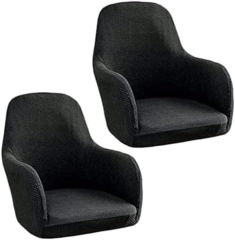 ZSDCGC Curved Back Accent Chair Covers, 2Pcs Modern Bar Stools Covers Wing Back Chair Protector with Elastic Bottom, Machine Washable (Color : Black)