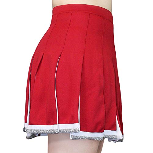Danzcue Child Cheerleading Pleated Skirt, Scarlet-White, Large #TOP2