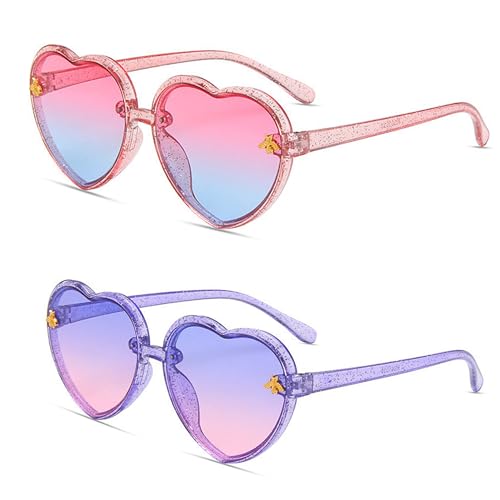 SJBNCai Kids Heart Sunglasses Cute Bee Fashion Sunglasses for Girls Age 3-10 UV400 Protection for Outdoor Beach Eyewear