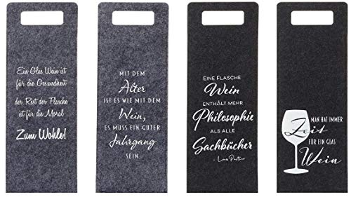 Bada Bing Lot de 4 sacs cadeaux en feutre de vin avec inscription Env. 41 x 14,5 cm Pour bouteille de vin Sac cadeau décoratif 77 Cover