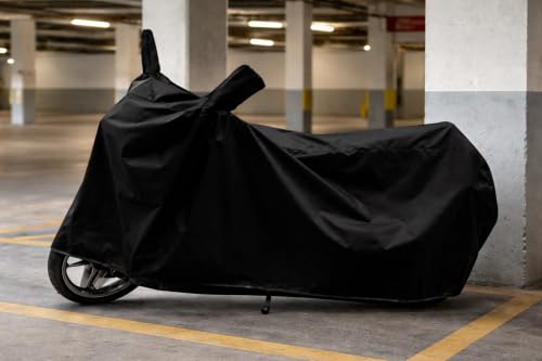 Image of Sheild Heavy Duty Waterproof Scooty & Bike Cover for Hero xoom 110 - UV Resistant, Dustproof & Rain Protection, All-Weather Outdoor Cover for Bikes & Scooty with Buckle Straps(Black)