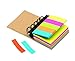 Lot de 2 mini carnets pense-bête à spirale en matériaux recyclables avec notes adhésives en 5 couleurs