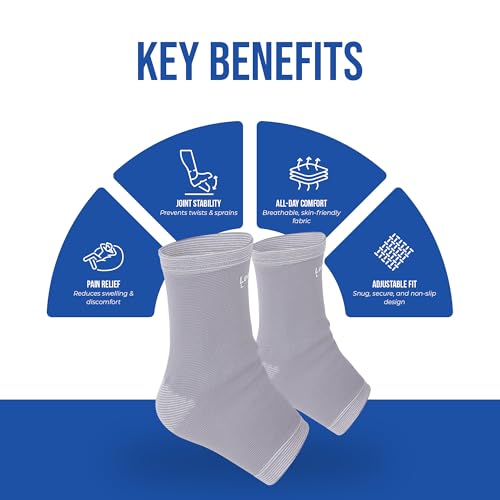Image of Leeford Ortho Ankle Support for Men & Women | Ankle Brace, Binder, Cap & Band for Pain Relief | Compression Socks Size- M