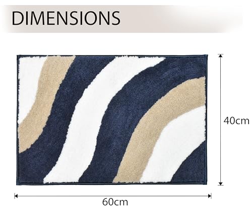 Image of Wave Super Soft Anti Skid (40x60 cm) Super Absorbent Mats Microfibre 2000 GSM Door Mats for Home /Bathroom /Bedroom /Kitchen /Floor Mat (Pack of 1) Pattren - Solid, Color - Multicolour