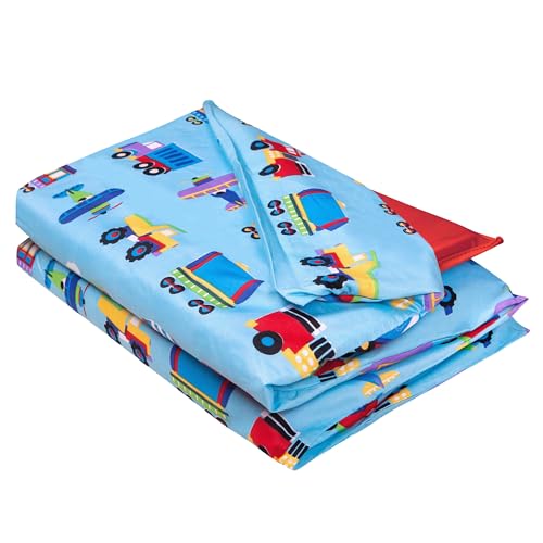 Image of Wildkin Kids Microfiber Nap Mat Cover - Soft, Durable & Fits 1.5 inch Vinyl Sleep Mats (Trains, Planes & Trucks)