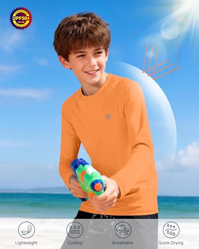 Image of Boys UPF 50+ Swim Shirt Long Sleeve, 1 or 2 Pack Rash Guard Tops