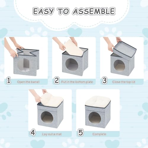 Niche pour chat blanc 32 B FSOBEIIALEO panier fermé maisonnette chaton intérieur - 4