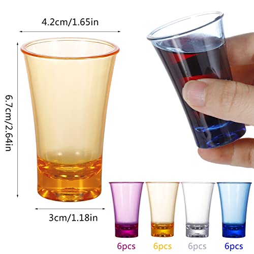 Prudiut 24 Pack Unbreakable Shot Glasses Set, Freezer-Safe, 1.18Oz Heavy Base Shot Glass Colored Shot Glasses Bulk For Fun Christmas Party And Game #TOP1
