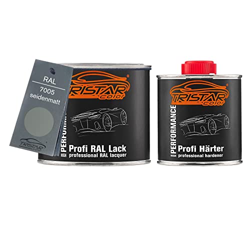 TRISTARcolor RAL 7005 Mausgrau Peinture automobile satinée 2K 0,75 litre/pot de 750 ml, durcisseur inclus