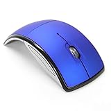 XMLEI Wireless Mouse 2.4G Computer Mouse Foldable Folding Optical Mice USB Receiver for Laptop PC Computer Desktop Office （Blue）