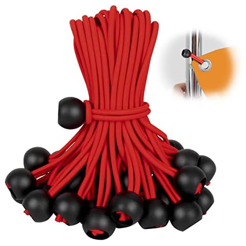 Bungee Balls 4 inch,50 PCS Ball Bungee Tarp Tie Downs Heavy Duty Bungee Cord Ball Ties for Canopy,Shelter,Cargo,Projector Screen,Tent Poles with UV Resistant Cover