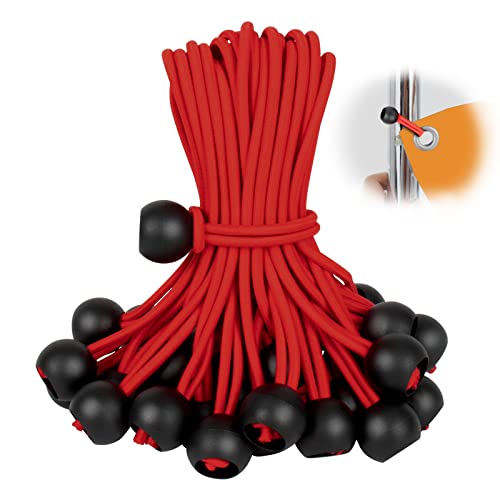 Ball Bungee Cords 6 Inch, 50 Pcs Tarp Tie Bungee Balls Heavy Duty Canopy Tie Down Tarp Bungee With Balls For Camping,Shelter,Cargo,Tent Poles-Uv Resistant #TOP17