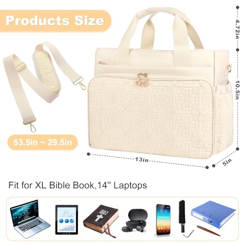 Christian Tote Bags for Women with Compartments, Church Bag with Pen Holders, Tote Bag with Zipper for Work and Travel2