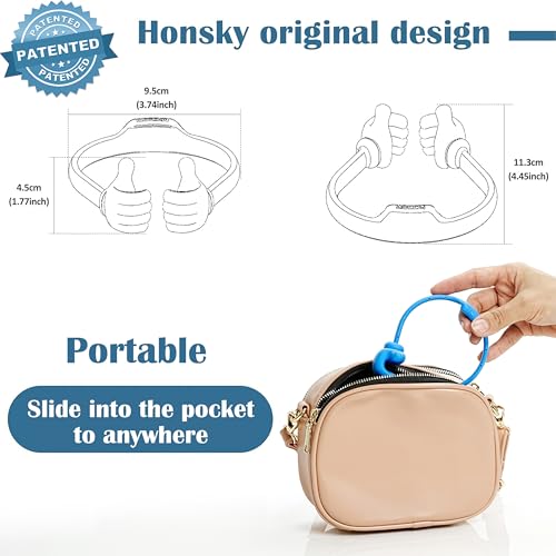Honsky Thumbs-up Cell Phone Stand Holder, Tablet Stand Cradle for Desk Desktop Smartphone Cellphone Mobile Phone Tablets - Universal Adjustable Flexible, Light Red