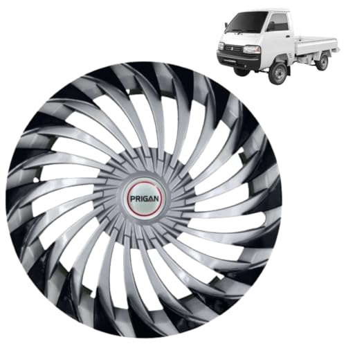 Image of PRIGAN Wheel Cover for Maruti SUPRE Carry 15 Inch Silver Black Wheel Cap (Available in 15 Inch) (Set of 4 Pcs) (Press Fitting) Model- Swing DC-15