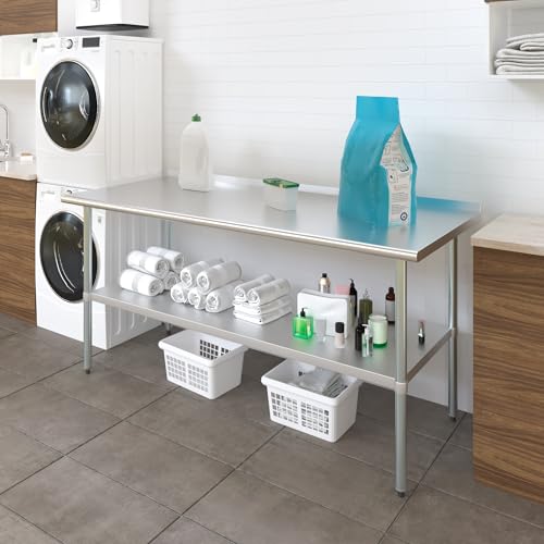 Image of AmGood Stainless Steel Work Table | Metal Utility Table (72 inch Long x 30 inch Deep)