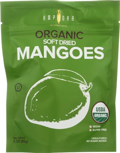 AMPHORA Organic Soft Dried Mangoes 3 Oz, 6 Pack