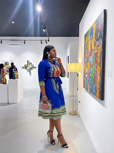 Image of FANDEE Plus Size Midi Dress for Women - Printing Summer Dresses for Wedding Guest Cocktail Party 3 /4 Sleeve V Neck(L-5XL)