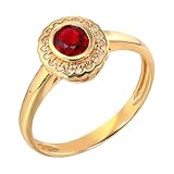 Wycian Damen Ringe Verlobung Gold Ring 18 Karat Im Labor Hergestellter Rubin Ovale Form mit 0,42 Karat Rubin und Saphir Größe 61 (19.4) Massiv, Nicht Plattiert Beliebt Hochzeit Schmuck