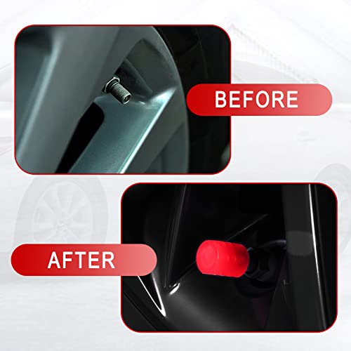 Miytsya 8 Pcs Luminous Wheels Cap Tire Valve Stem, Glow Luminous At Night, Air Caps Cover Fluorescent, Illuminated Auto Car Wheel Valve Stem Caps Cover For Suv, Motorcycles, Truck, Vehicle (Red) #TOP5