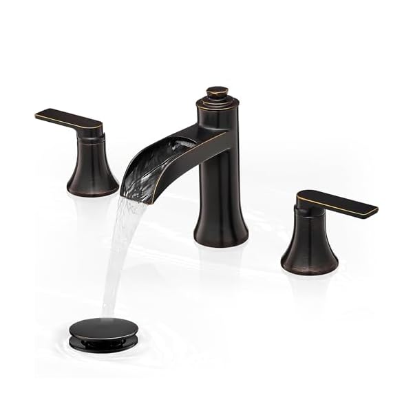   Waterfall-Bathroom-Faucets-3-Hole-8-Inch-Brass-Oil-Rubbed-Bronze-Bathroom-Faucet-2-Handles-Bathroom-Sink-Faucet-Widespread-Faucet-for-Bathroom-Sink-with-Pop-up-Drain-Hose