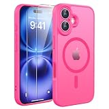 TQIAHF Cover Custodia Magnetica per iPhone 16, Rosa Rossa