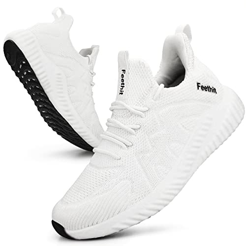 Image of Feethit Womens Running Shoes Lightweight Walking Tennis Shoes Non Slip Comfortable Fashion Sneakers, White, 10
