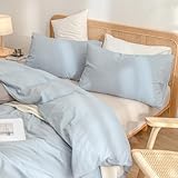 BESTOUCH Cooling Cover for Weighted Blankets 100% Washed Cotton Linen Feel Super Soft Comfortable Chic Breathable Blanket Cover (Cornflower Blue, 60'x80')