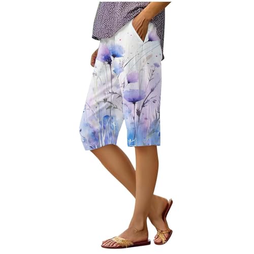 Short en lin femme avec poches pantalon court fluide été couleur unie
