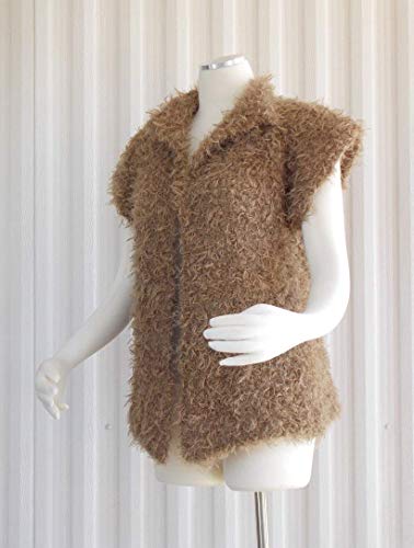 Hand Knit Vest, Hand Knit Sweater Vest, Womens Sweater Vest Camel Curly Soft Mohair Accent Sweater Limited Edition