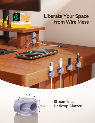 16-Pack Organizador de Cables con Clips Magnéticos de Silicona, Clips para Cables de 8 mm de Diámetro para Gestión de Cables en Escritorio, Soporte de Escritorio FLYLEAD para Organizador de Cables en Espacios de Trabajo y Hogar miniatura 6
