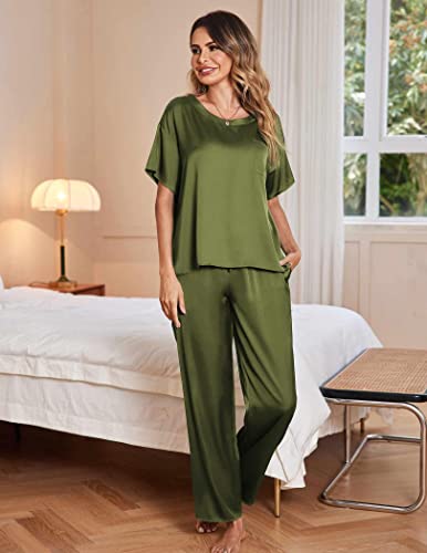 Ekouaer Women's Two Piece Satin Pajama Set #TOP6