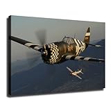 Military Aircraft Wall Art P-47 Thunderbolt Propeller Fighter Poster - World War II Poster Prints Canvas Painting Wall Art for Living Room Bedroom Printins Wall Decor Gift (24x36inch-No Framed)
