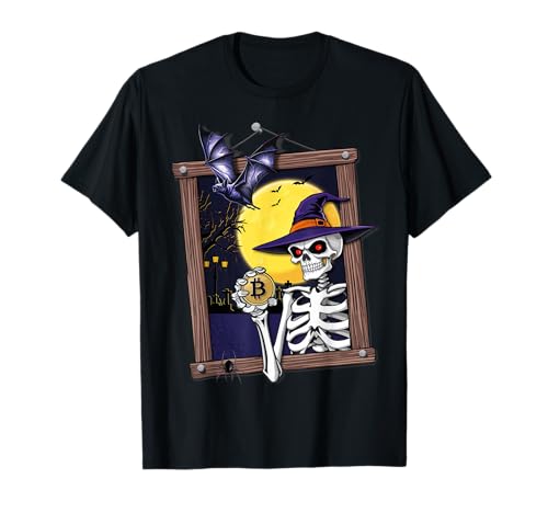 Funny Bitcoin Halloween Skeleton Spooky Crypto T-Shirt
