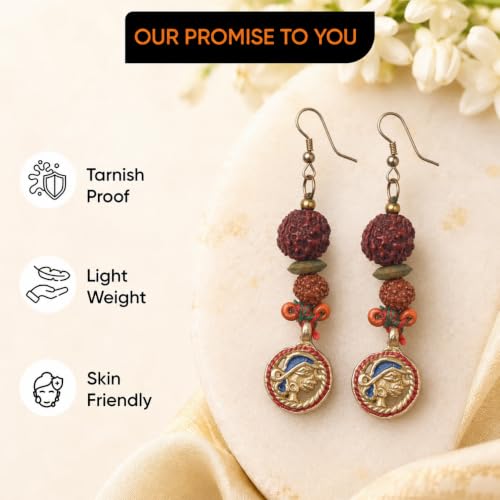 Image of Handcrafted Tribal & Dhokra Art Earrings Collection for Women - Royal Boho Statement Designs in Brass, Wooden, Beaded & Geometric Styles